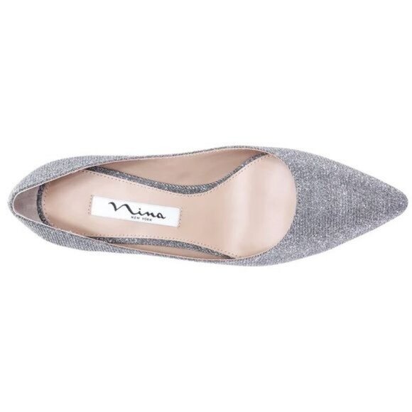 NINA Charcoal Metallic Textured Mid Heel Classic Pump Size 6 W - Picture 4 of 11